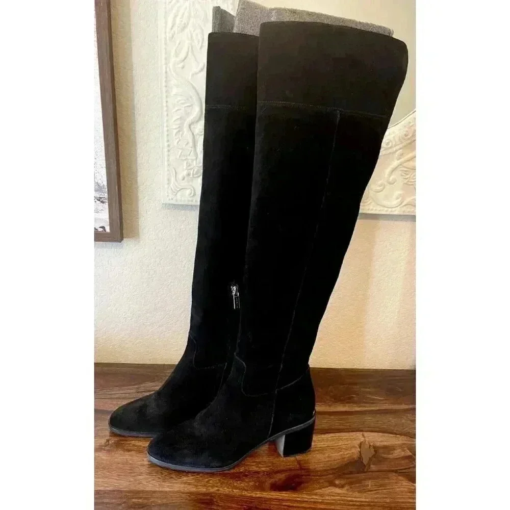 NIB MICHAEL KORS Women's Black Paulette Over-The-Knee Suede Boot Size 8